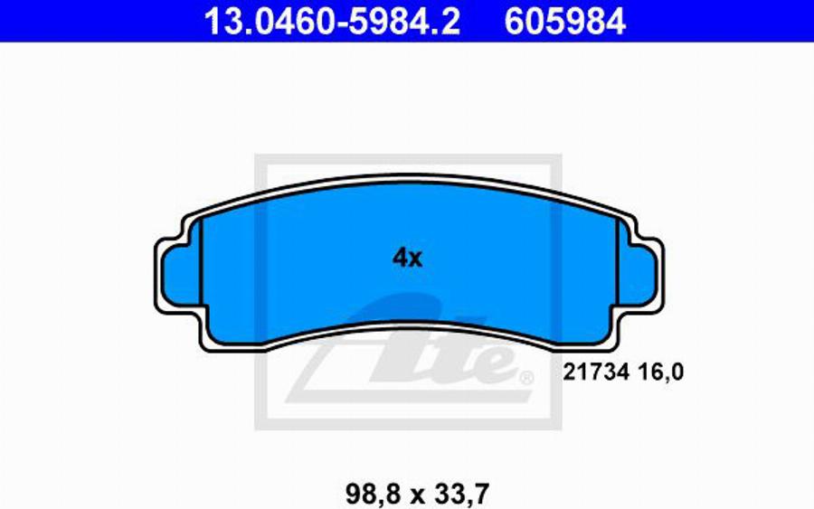 ATE 605984 - Гальмівні колодки, дискові гальма autocars.com.ua