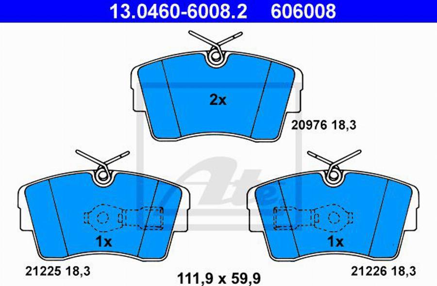 ATE 606008 - Тормозные колодки, дисковые, комплект avtokuzovplus.com.ua