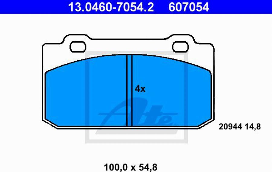 ATE 607054 - Гальмівні колодки, дискові гальма autocars.com.ua