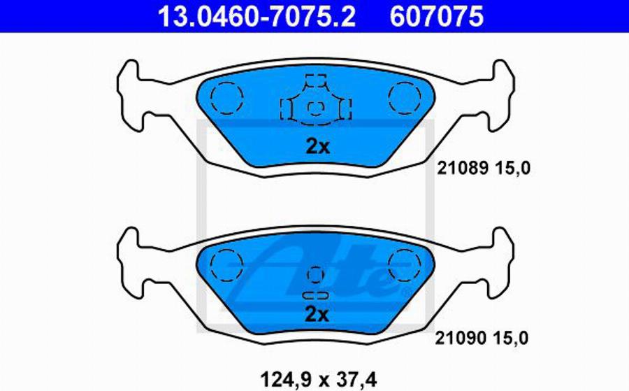 ATE 607075 - Тормозные колодки, дисковые, комплект avtokuzovplus.com.ua