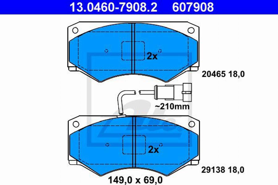 ATE 607908 - Гальмівні колодки, дискові гальма autocars.com.ua