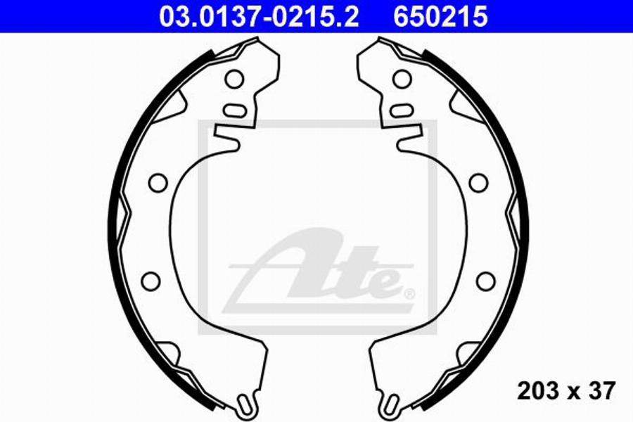 ATE 650215 - Комплект тормозных колодок, барабанные autodnr.net