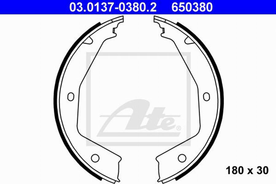 ATE 650380 - Комплект тормозов, ручник, парковка avtokuzovplus.com.ua