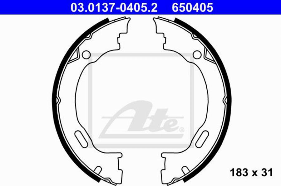 ATE 650405 - Комплект гальм, ручник, парковка autocars.com.ua