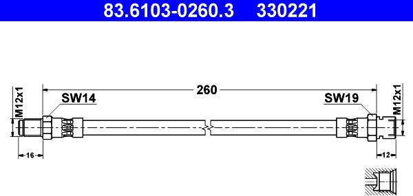 ATE 83.6103-0260.3 - Тормозной шланг avtokuzovplus.com.ua