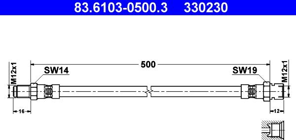 ATE 83.6103-0500.3 - Тормозной шланг avtokuzovplus.com.ua