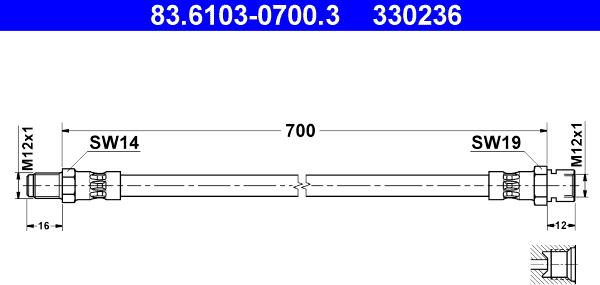 ATE 83.6103-0700.3 - Тормозной шланг avtokuzovplus.com.ua