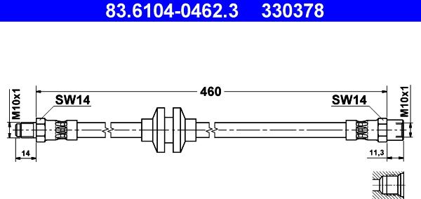 ATE 83.6104-0462.3 - Гальмівний шланг autocars.com.ua