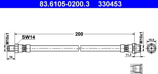 ATE 83.6105-0200.3 - Тормозной шланг autodnr.net