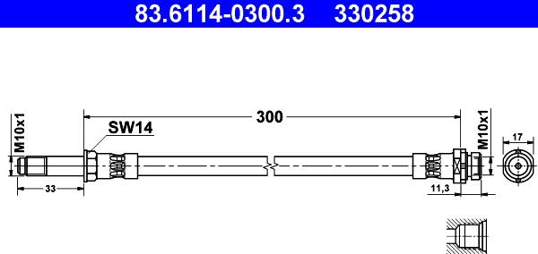 ATE 83.6114-0300.3 - Тормозной шланг avtokuzovplus.com.ua