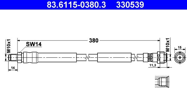 ATE 83.6115-0380.3 - Тормозной шланг autodnr.net