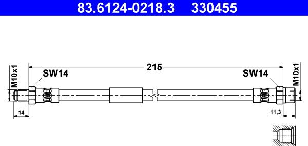 ATE 83.6124-0218.3 - Гальмівний шланг autocars.com.ua