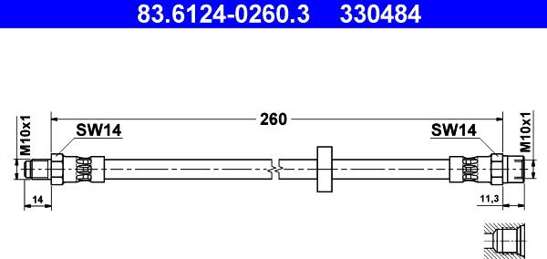 ATE 83.6124-0260.3 - Тормозной шланг avtokuzovplus.com.ua