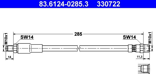 ATE 83.6124-0285.3 - Тормозной шланг autodnr.net