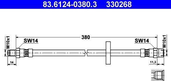 ATE 83.6124-0380.3 - Тормозной шланг avtokuzovplus.com.ua