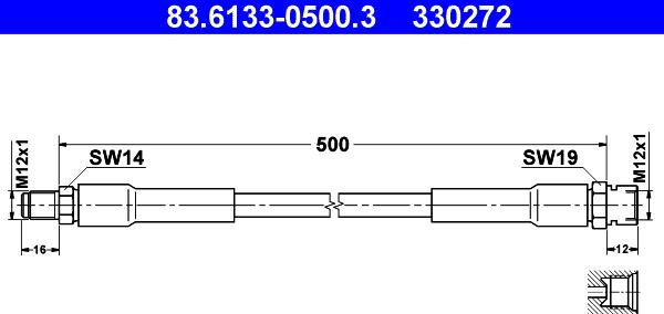 ATE 83.6133-0500.3 - Тормозной шланг avtokuzovplus.com.ua