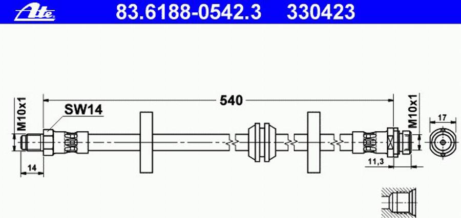 ATE 83618805423 - Гальмівний шланг autocars.com.ua