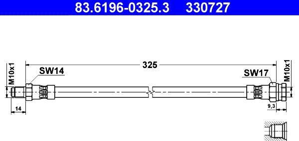 ATE 83.6196-0325.3 - Тормозной шланг avtokuzovplus.com.ua