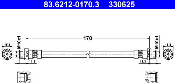 ATE 83.6212-0170.3 - Тормозной шланг avtokuzovplus.com.ua