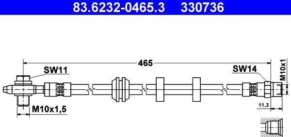 ATE 83.6232-0465.3 - Гальмівний шланг autocars.com.ua