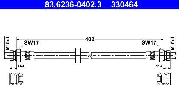 ATE 83.6236-0402.3 - Тормозной шланг avtokuzovplus.com.ua