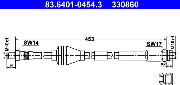 ATE 83.6401-0454.3 - Тормозной шланг avtokuzovplus.com.ua