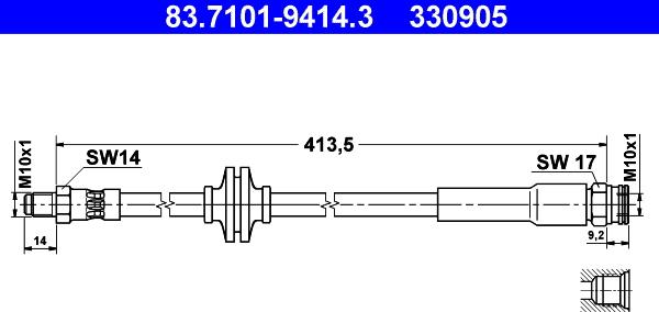 ATE 83.7101-9414.3 - Тормозной шланг avtokuzovplus.com.ua