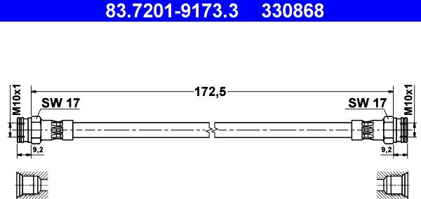 ATE 83.7201-9173.3 - Тормозной шланг avtokuzovplus.com.ua