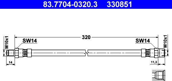 ATE 83.7704-0320.3 - Тормозной шланг avtokuzovplus.com.ua