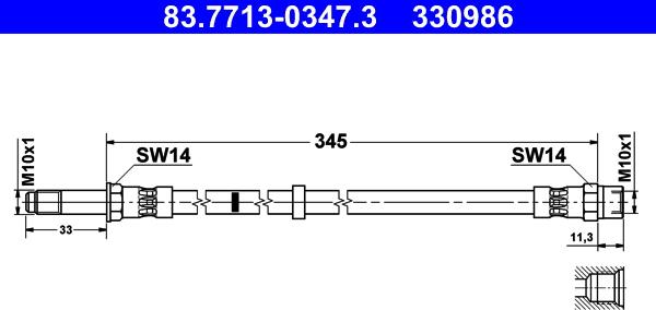 ATE 83.7713-0347.3 - Тормозной шланг avtokuzovplus.com.ua