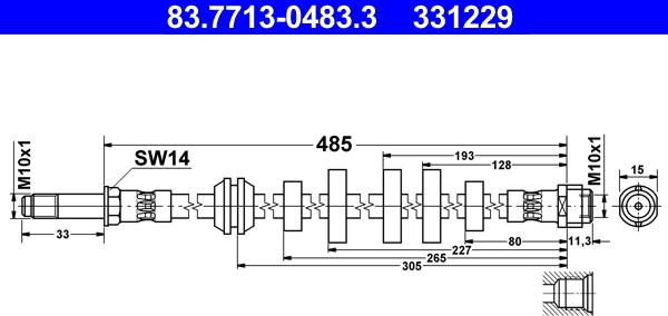 ATE 83.7713-0483.3 - Тормозной шланг avtokuzovplus.com.ua