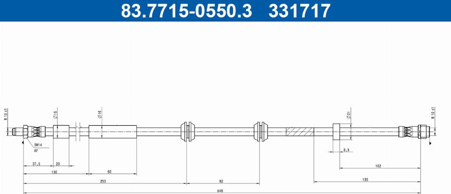 ATE 83.7715-0550.3 - Тормозной шланг avtokuzovplus.com.ua