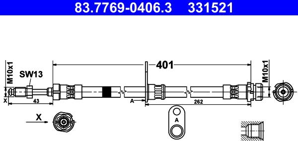 ATE 83.7769-0406.3 - Тормозной шланг avtokuzovplus.com.ua