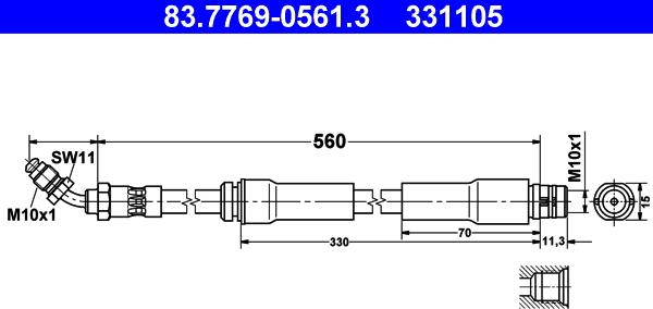 ATE 83.7769-0561.3 - Гальмівний шланг autocars.com.ua