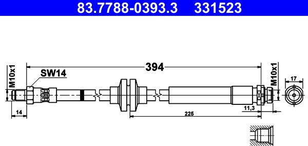 ATE 83.7788-0393.3 - Тормозной шланг avtokuzovplus.com.ua