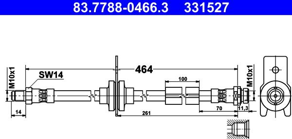 ATE 83.7788-0466.3 - Тормозной шланг avtokuzovplus.com.ua