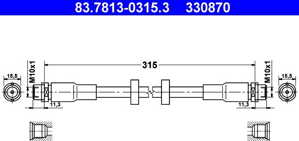 ATE 83.7813-0315.3 - Тормозной шланг avtokuzovplus.com.ua