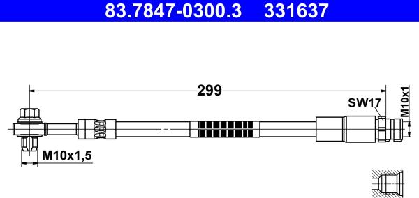 ATE 83.7847-0300.3 - Гальмівний шланг autocars.com.ua