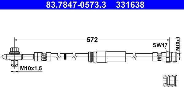 ATE 83.7847-0573.3 - Гальмівний шланг autocars.com.ua