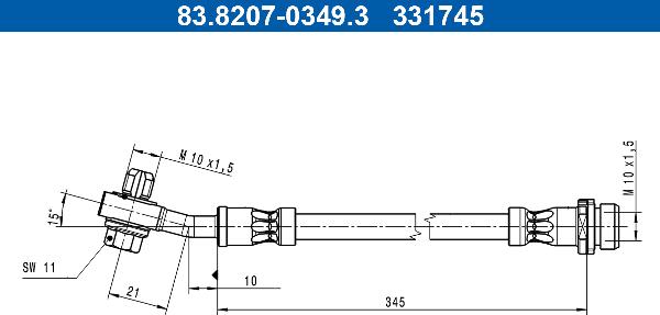 ATE 83.8207-0349.3 - Гальмівний шланг autocars.com.ua