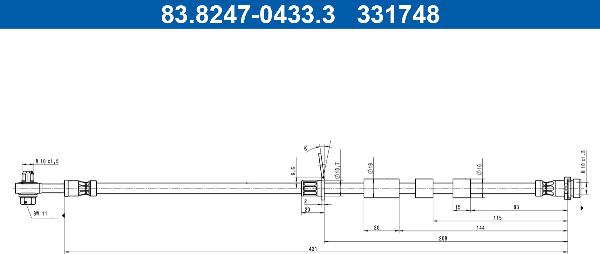 ATE 83.8247-0433.3 - Гальмівний шланг autocars.com.ua