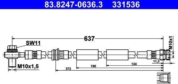 ATE 83.8247-0636.3 - Гальмівний шланг autocars.com.ua