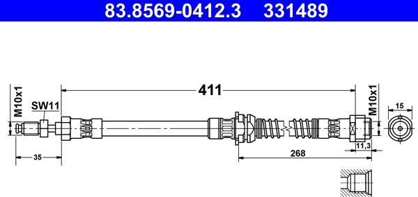 ATE 83856904123 - Гальмівний шланг autocars.com.ua