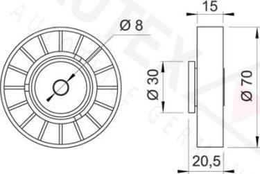 Autex 651290 - Паразитний / провідний ролик, поліклиновий ремінь autocars.com.ua