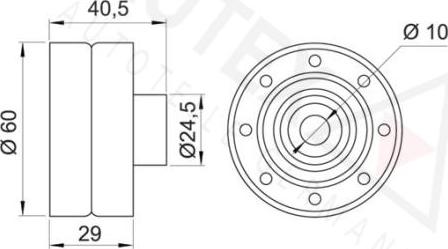 Autex 651364 - Паразитний / Провідний ролик, зубчастий ремінь autocars.com.ua