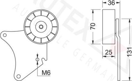 Autex 651372 - Паразитний / провідний ролик, поліклиновий ремінь autocars.com.ua