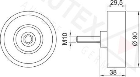 Autex 652032 - Паразитний / провідний ролик, поліклиновий ремінь autocars.com.ua