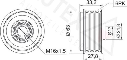 Autex 654194 - Ремінний шків, генератор autocars.com.ua