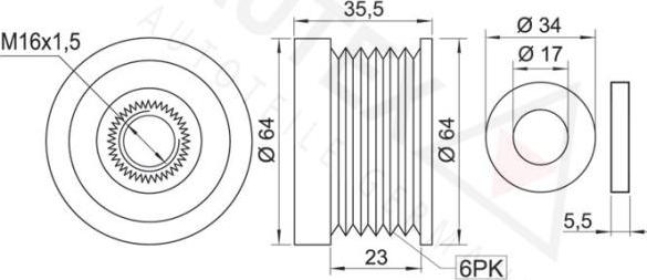 Autex 654292 - Шкив генератора, муфта autodnr.net