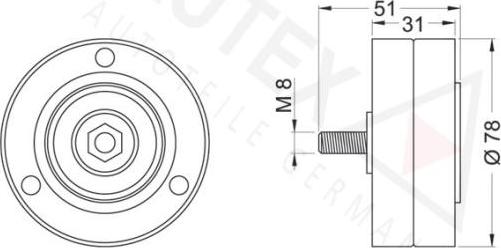 Autex 654393 - Паразитний / провідний ролик, поліклиновий ремінь autocars.com.ua
